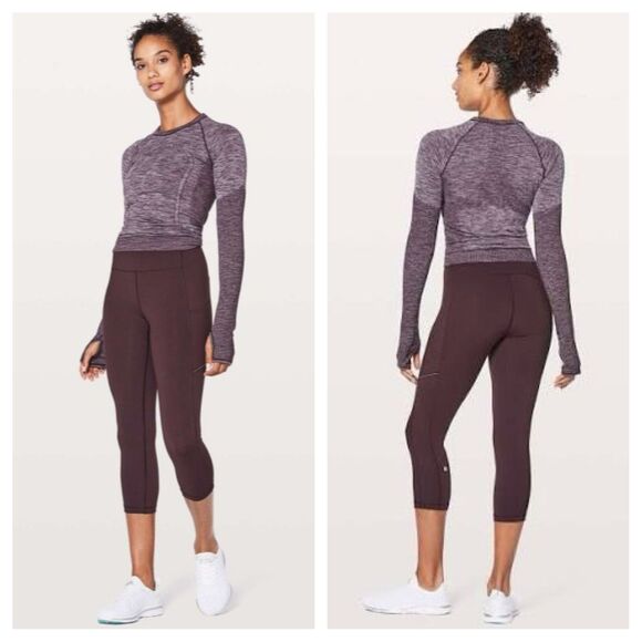 lululemon athletica Pants - Rare Lululemon Speed Up Crop 21" Black Cherry leggings
